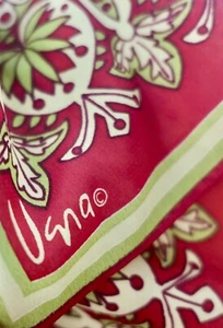 Vintage Vera Poly Schal weinrot limette lang Boho - Bild 1 von 3