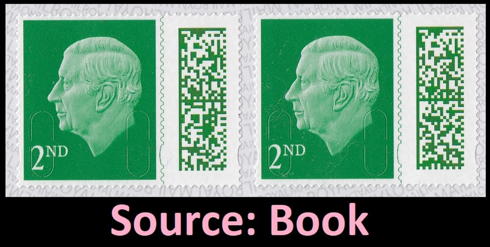 GB King Charles III Definitive Holly Green 2nd M23L horz book pair MNH 2023 - Image 1 of 1