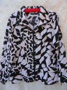 Chico's 2 Zenergy Active Jacket Misses XL Black White Tan Poly Spandex Pockets  - Picture 1 of 5
