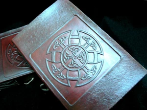 A5 CELTIC MANDALA - Handmade Leather Diary Journal Grimoire Book-of-Shadows - Picture 1 of 9