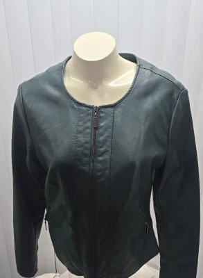 Chaqueta para mujer ALFANI verde oscuro con cremallera talla pequeña sin cuero Foto 1 de 4