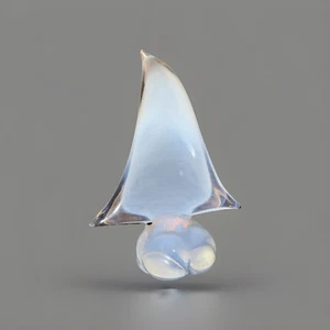 Mid Century Modern Murano Stil Kunst Glas Segelboot Skulptur weiß & klar - Bild 1 von 3