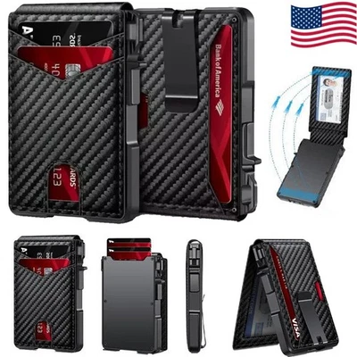 Cartera plegable emergente delgada con bloqueo RFID para hombre con clip para dinero - diseño minimalista Foto 1 de 4