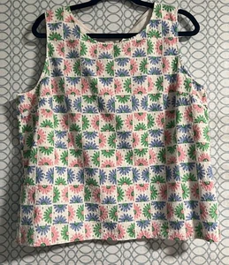 Talbots Top Womens XLp Floral Eyelet Popover Sleeveless Beachy Vacation - Picture 1 of 5