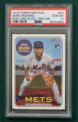 Topps Heritage Real One 2018 tinta roja automática #AO Amed Rosario/69 PSA 10 Foto 1 de 2