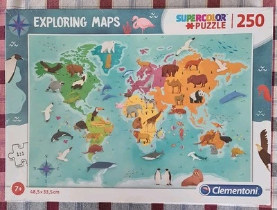 New Factory sealed Clementoni EXPLORING MAPS 250 Piece Jigsaw Puzzle Supercolor - Image 1 of 3