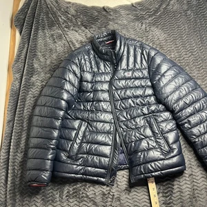 Tommy Hilfiger Ultra Soft Light Weight Puffer Lederjacke Herren Gr.M blau - Bild 1 von 5