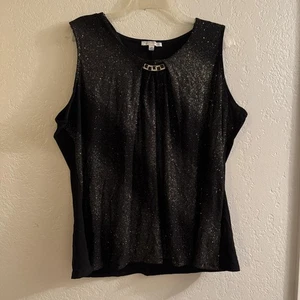 Notations Woman ärmelloses Top Damen 2X schwarz metallic Schimmer Plissee plus Tank - Bild 1 von 8