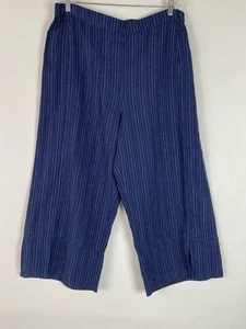Habitat Size XXL Linen Cotton Flat Front Flood Pants Pull On Slit On Hem - Picture 1 of 13