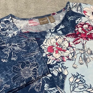 Chicos Top Womens Floral Print 3/4 Sleeve Top Multicolor Size 3 (XL) - Picture 1 of 7