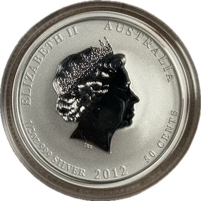 2012 Australia Lunar Year Of The Dragon 1/2 oz Silver BU Coin From Sealed Roll - Image 1 of 3