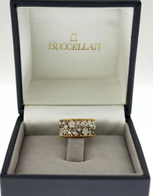Buccellati Ramage Eternelle 18k Yellow White Gold Diamond Floral Ring Size 5.75 - Image 1 of 4