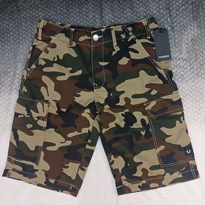 Pantalones Cortos Carga True Religion Caza Camuflaje Hombres Verde Marrón Tostado Nuevos con Etiquetas 700708 Talla 31 Foto 1 de 4