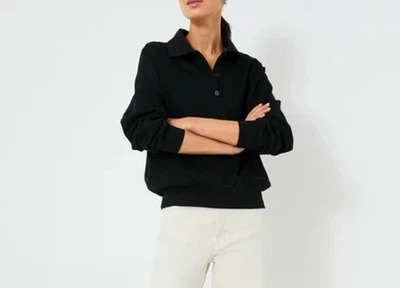 Camisa Polo Pomander Place TUCKERNUCK Bode Negra Para Mujer Talla Grande Top De Gran Tamaño Foto 1 de 4