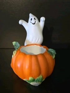 Partylite Halloween Kürbis Gespenst Teelichthalter  - Bild 1 von 6