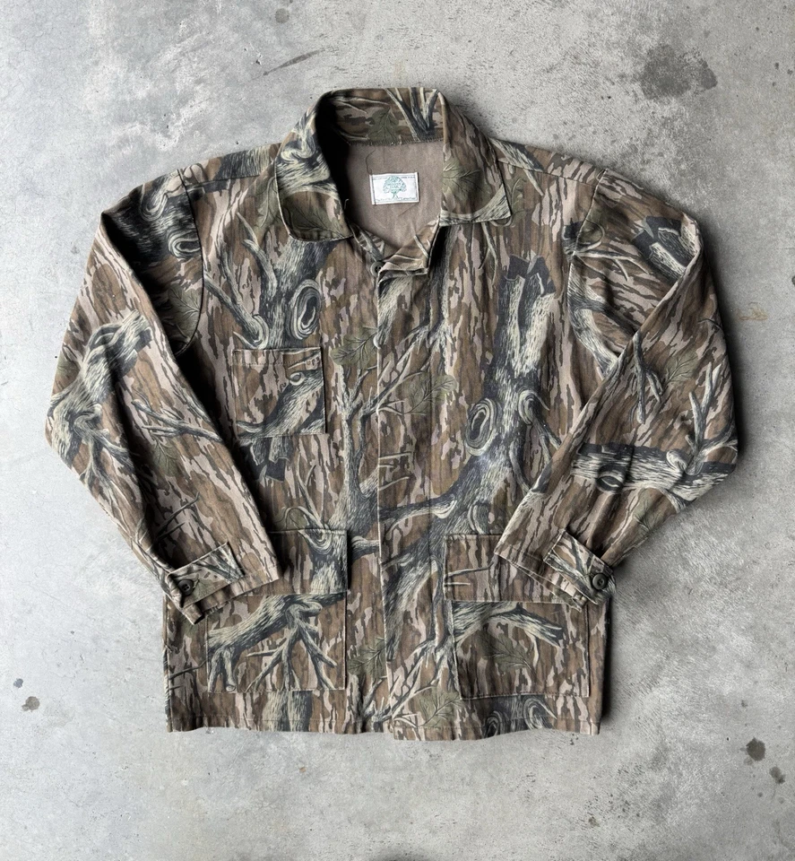 Vintage Mossy Oak Full Foliage 3 Three Pocket Jacket Camo Hunting L USA Made HTF - Image 1 of 4
