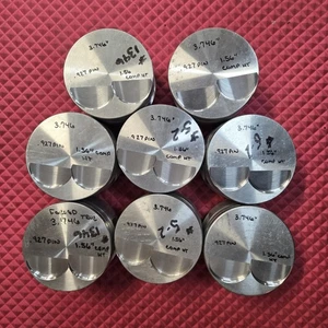 Pistons Set Of Forged True 8ea, 3.746" Diameter. Flat Top With Valve Reliefs  - Picture 1 of 6
