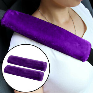 2x Soft Faux Sheepskin Car Belt Pads Cover Seat Belt Strap Covers Shoulder Pad