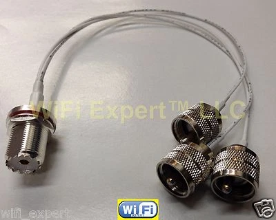 UHF Female Bulkhead SO239 to 3X Male PL259 Splitter Combiner RG178 RF CABLE USA - Image 1 of 4
