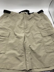 The North Face Cargo Shorts Men Large 9" Inseam Belted Lined Hiking Beige L - Picture 1 of 7