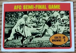 NFL TOPPS 1971 AFC SEMIFINALE - COLTS 20 BROWNS 3 - CARD #135 1972 - RARA! - Foto 1 di 2