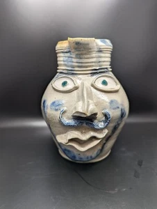 ✨ 1991 Salt Glazed Peter Jackson Face Pitcher Jug Studio Pottery Rockdale Union - Picture 1 of 15