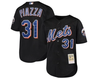 Mitchell & Ness New York Mets #31 Black Baseball Jersey New Mens Tall Size 2XLT - Image 1 of 2
