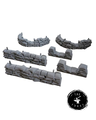 Sandbag Barricades Pack of 6 WW2 wargames 28mm - Scatter Terrain/Scenery New