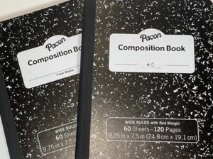 Composition Book Black Marble Wide Ruled Red 60 Sheets each Qty 2 Pacon - Picture 1 of 11