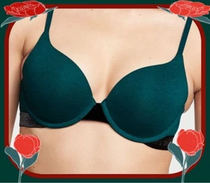 40C Green Cotton Velvet Victorias Secret PerfectShape Full Coverage PU UW Bra - Picture 1 of 10