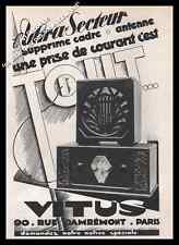 Publicité VITUS  TSF Poste radio Vintage Ad Advertising 1931