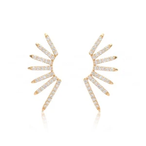 14K Gold 0.36 CT VS/F-G Diamond 22 mm Rising Sun Earrings - The Jewelz - Picture 1 of 9