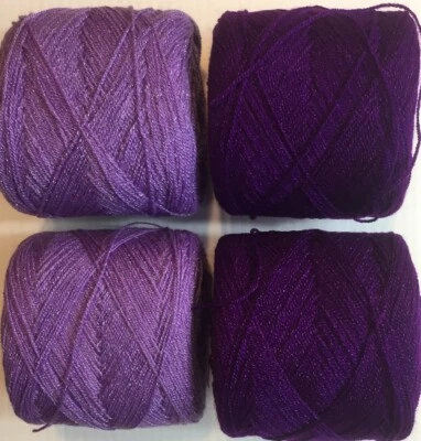 Lace yarn Crystal Colors 196 & 138, Acrylic/Rayon. 900 yards 1 lot of 4 - Image 1 of 3