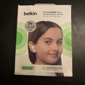 BELKIN SoundForm Nano Wireless Earbuds Bluetooth Kids' Earbuds White Damaged Box - Picture 1 of 3