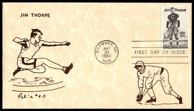 1984 Jim Thorpe FDC Voted Greatest Athlete- Pat'r Cachet - Image 1 of 2