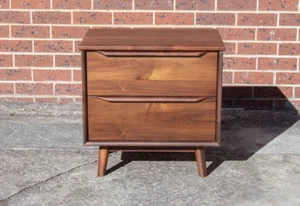 Copenhagen 610mm Bedside Table - Solid American Walnut Timber - Clearance Sale - Picture 1 of 7