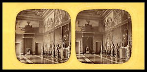 Italie, Rome, Palais du Quirinal, Salle du Trône Papal, ca.1870, stéréo jour/nui