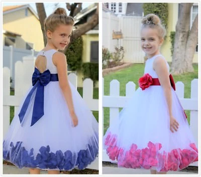 New Floral Lace Rose Petals Flower Girl Dress Toddler Dress Baptism dresses 185T - Image 1 of 2
