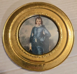 Placa fotográfica decorativa vintage de latón "The Blue Boy" hecha en Inglaterra - Imagen 1 de 5