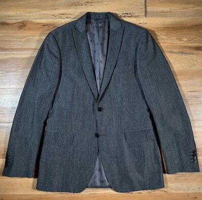 John Varvatos Mainline Lardini Gray Slubby Wool Linen Peak Lapel Sport Coat 36R - Image 1 of 4