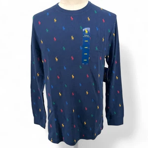 Polo Ralph Lauren Herren Thermo Allover Print Schlafshirt Langarm Navy Large - Bild 1 von 8
