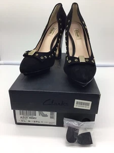 Clarks Elegant Heels Black Suede - Picture 1 of 10