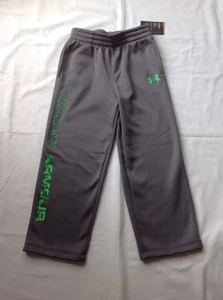 Boys Under Armour Logo Athletic Long Sweat Pants Gray Green Size 4 NWT - Picture 1 of 5