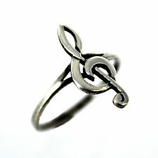  Antiqued Sterling Silver Music Note Ring Size 6.5