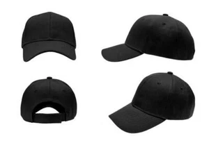 Baseball Cap Black Curved Visor Hat Adjustable 1 Hat One Size Fits All - Picture 1 of 1