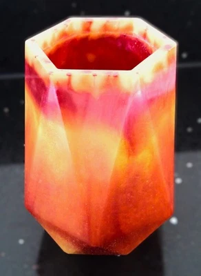 🧡 Handmade Resin Hexagonal Vase – Modern Geometric Design - Image 1 of 3