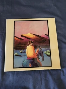 Azulejo trivet pintado a mano 7,5 pulgadas cuadrado vaquero a caballo! - Imagen 1 de 4
