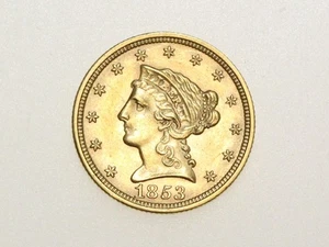 1853-P $2.50 LIBERTY HEAD QUARTER EAGLE GOLD COIN - Picture 1 of 2
