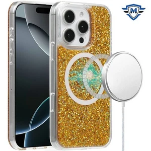 Custodia per iPhone 16 Pro 6,3 pollici cerchio magnetico premium full glitter + vetro temperato - Foto 1 di 6