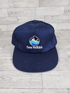 Vintage Sea World Hat 90s Baseball Cap SnapBack Blue Yupoong - Picture 1 of 7